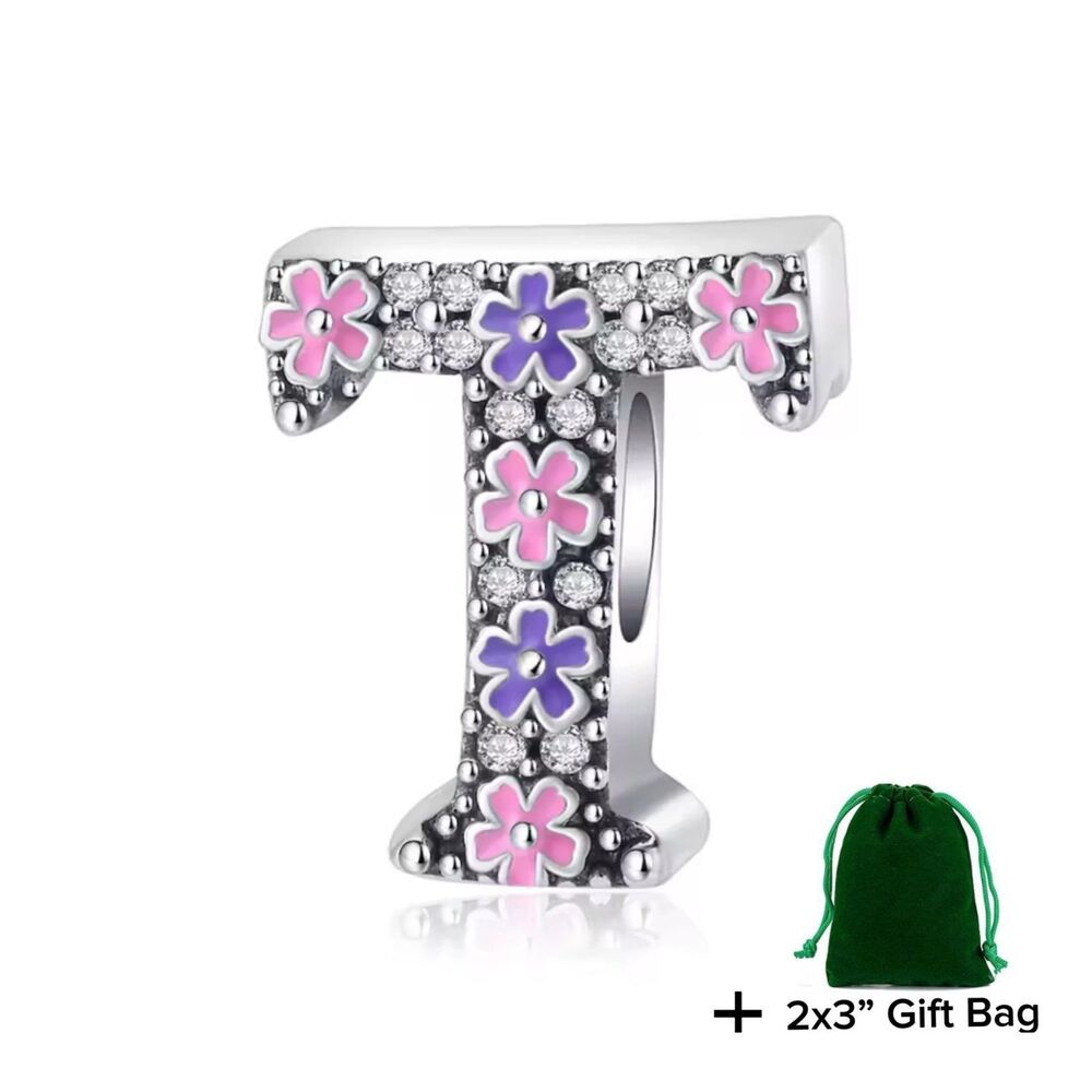 Letter T Bead Charm | 925 Silver | Brand New